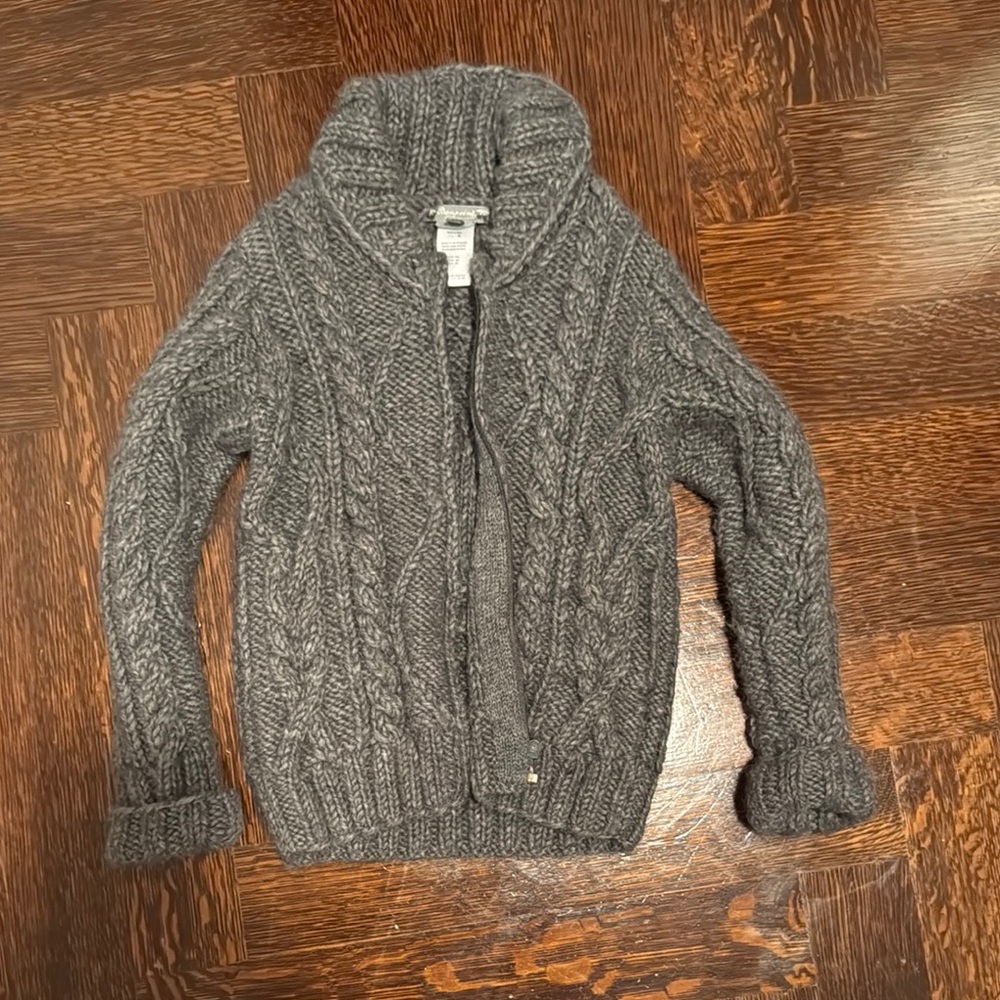Bonpoint Gray Cable Knit Cardigan